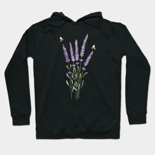Watercolor lavender and bumble bees. Hoodie